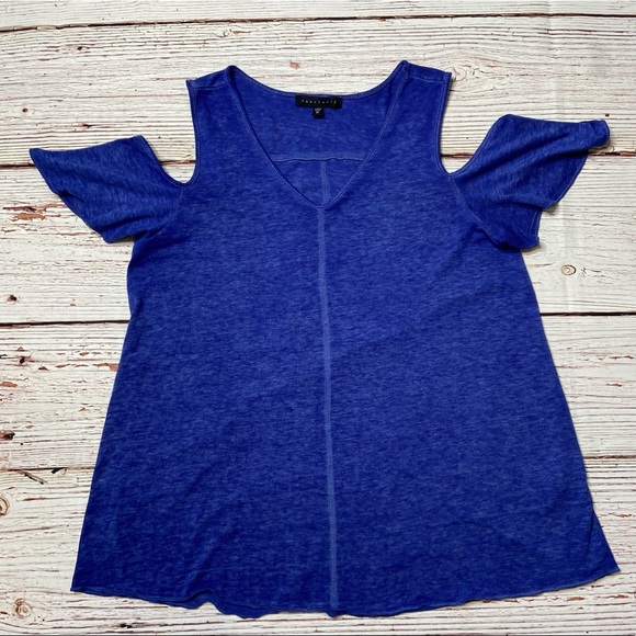Sanctuary Clothing Cold Shoulder Blue Tee Top Sz M - Picture 4 of 16